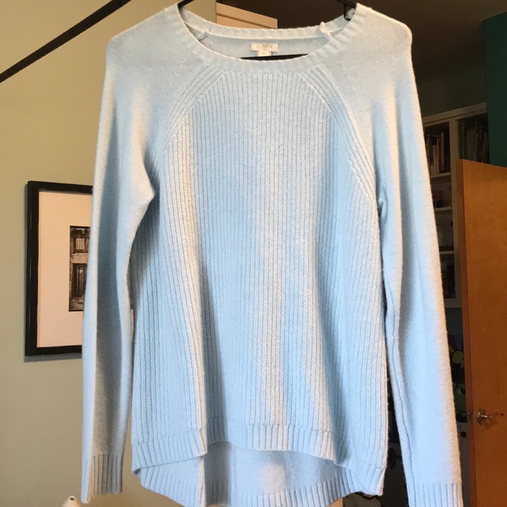 Wool sweater with leather elbow patches